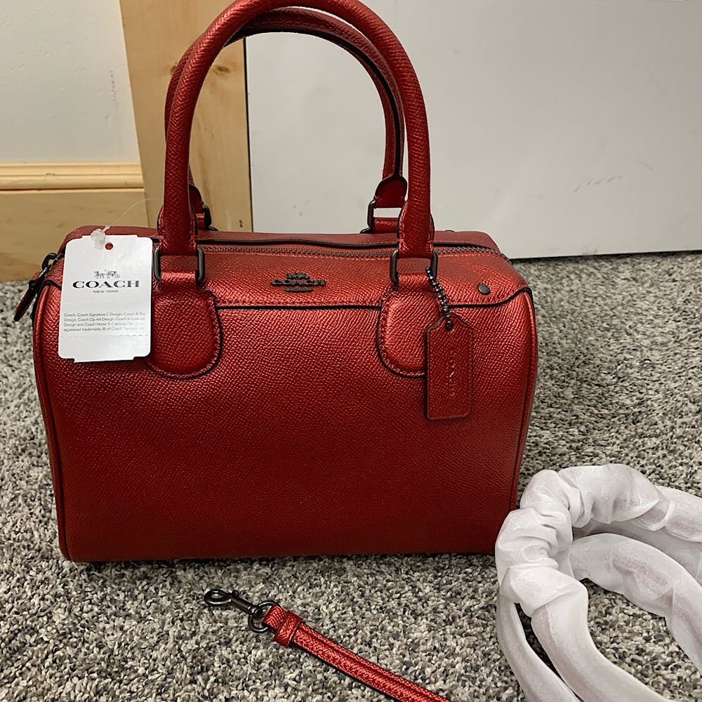 NWT! COACH crossbody bag red metallic